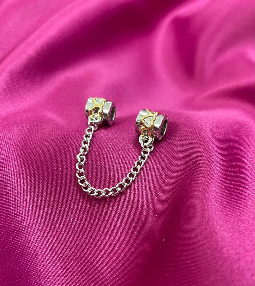 Dije para pulsera #45 doble Plata con dorado corazones