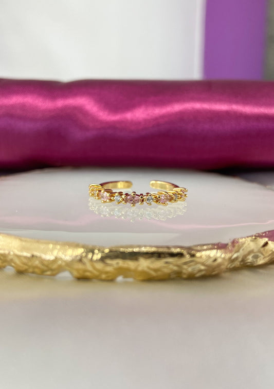 Anillo linea cristal con rosa #118