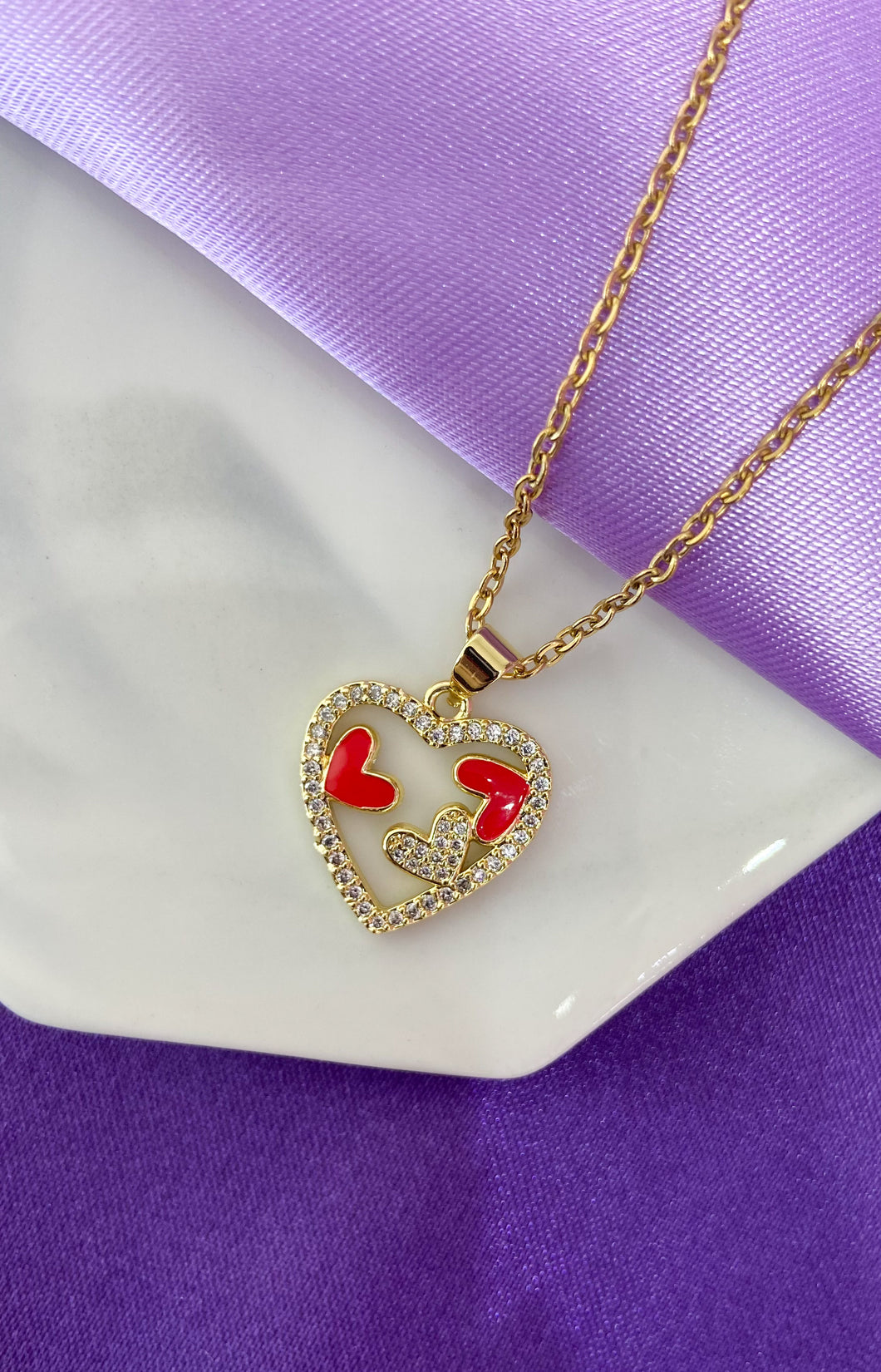 Collar corazones mini colores con zirconia #EE6