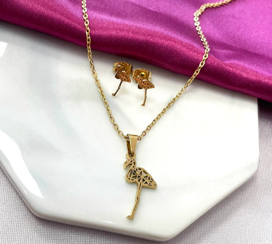 Collar y aretes garza origami #13