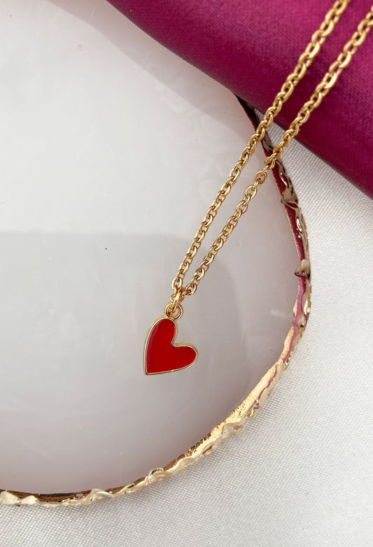 Collar corazon rojo plano irregular #AA