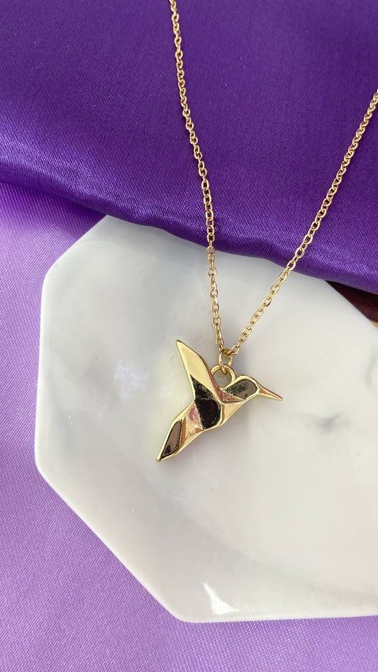 Collar colibri origami #J