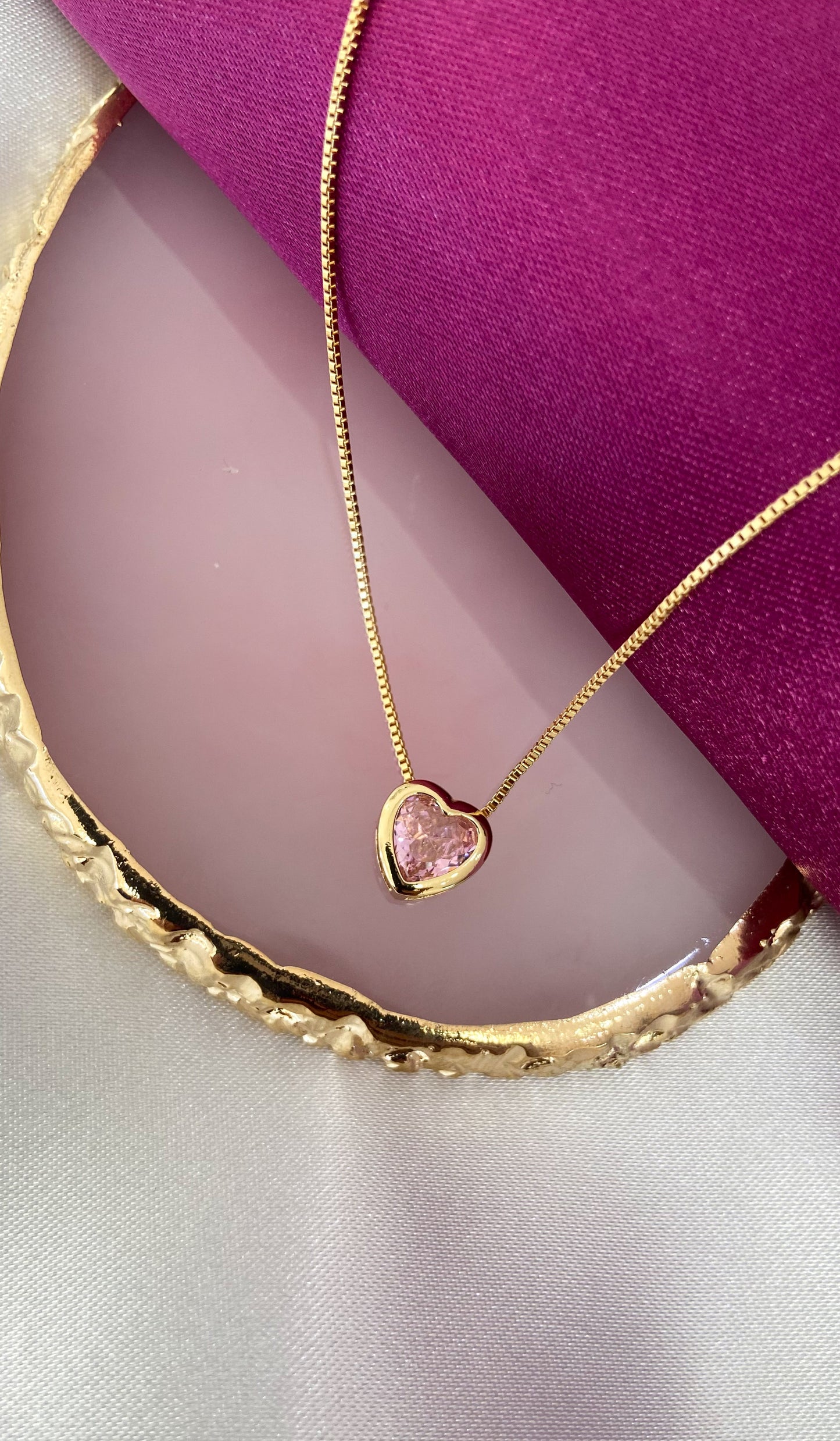 Collar corazon rosa zirconia #DD