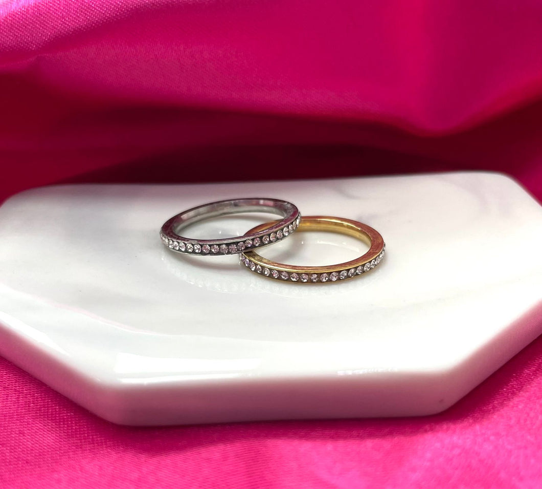 Anillo acero zirconia churumbela #15A