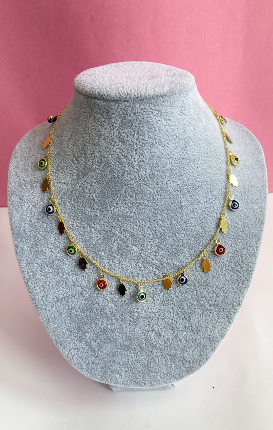 Choker mano fatima ojos colores #M2