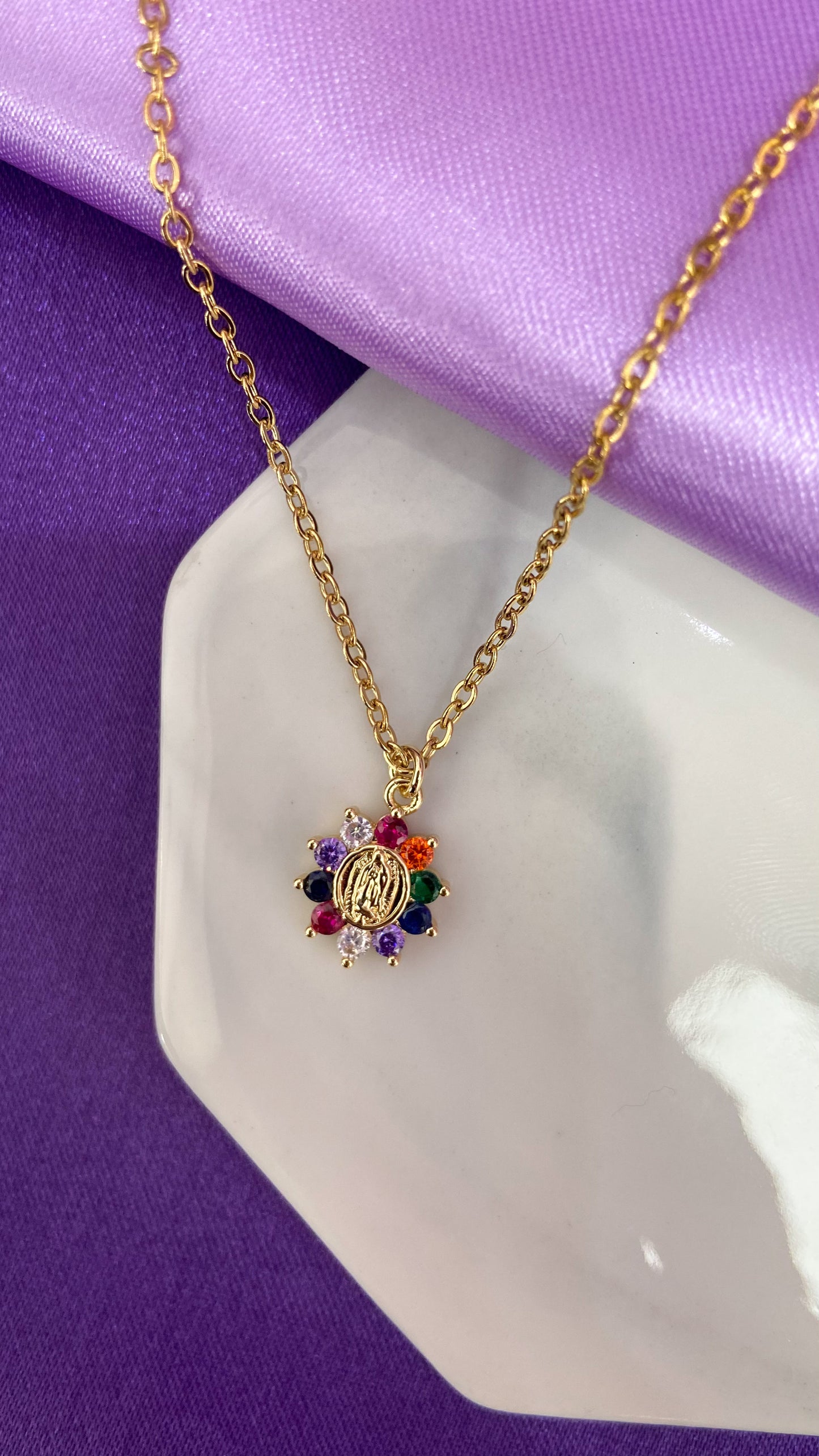 Collar virgencita zirconia colores #32