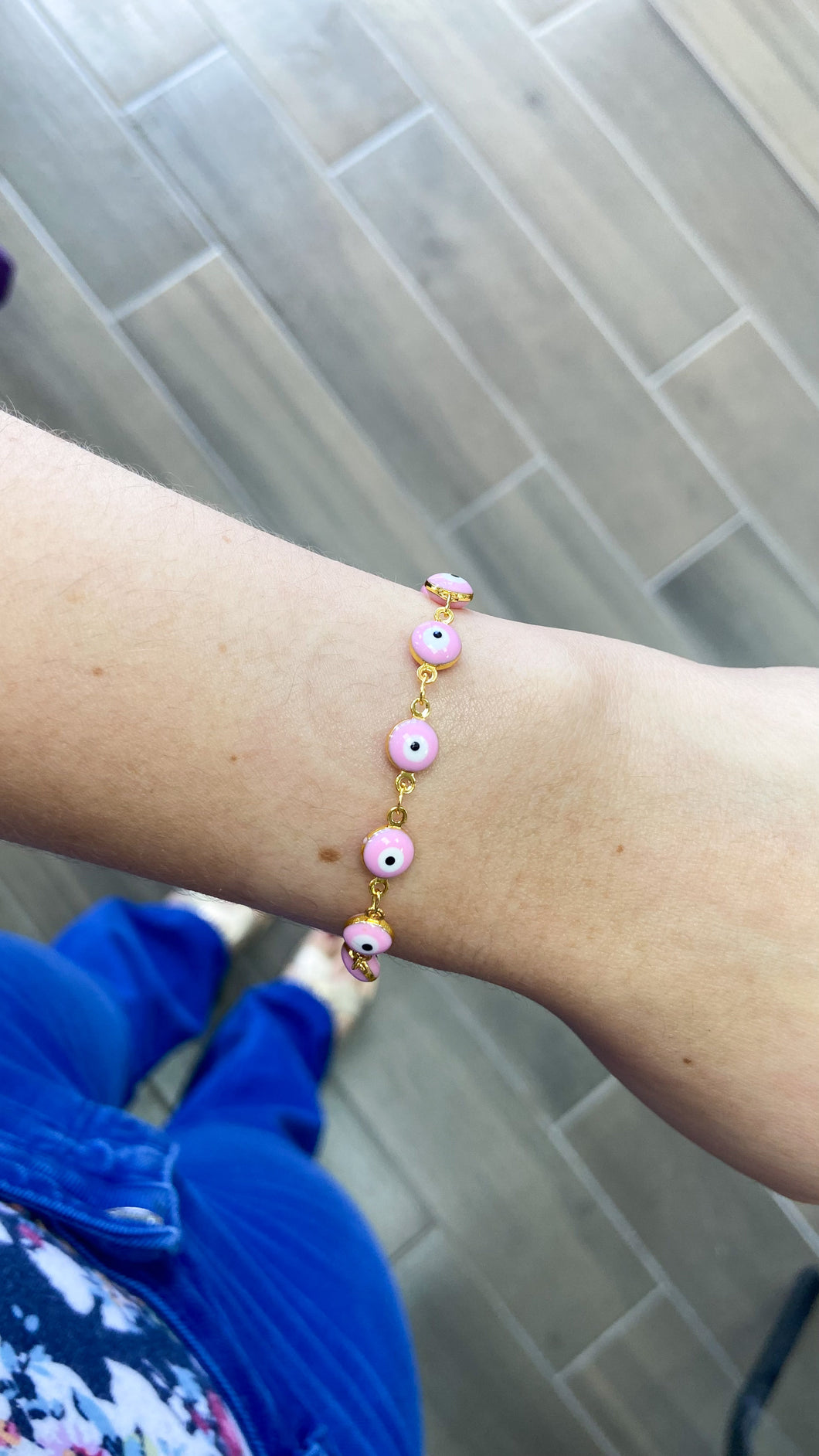 Pulsera ojos medianos rosa