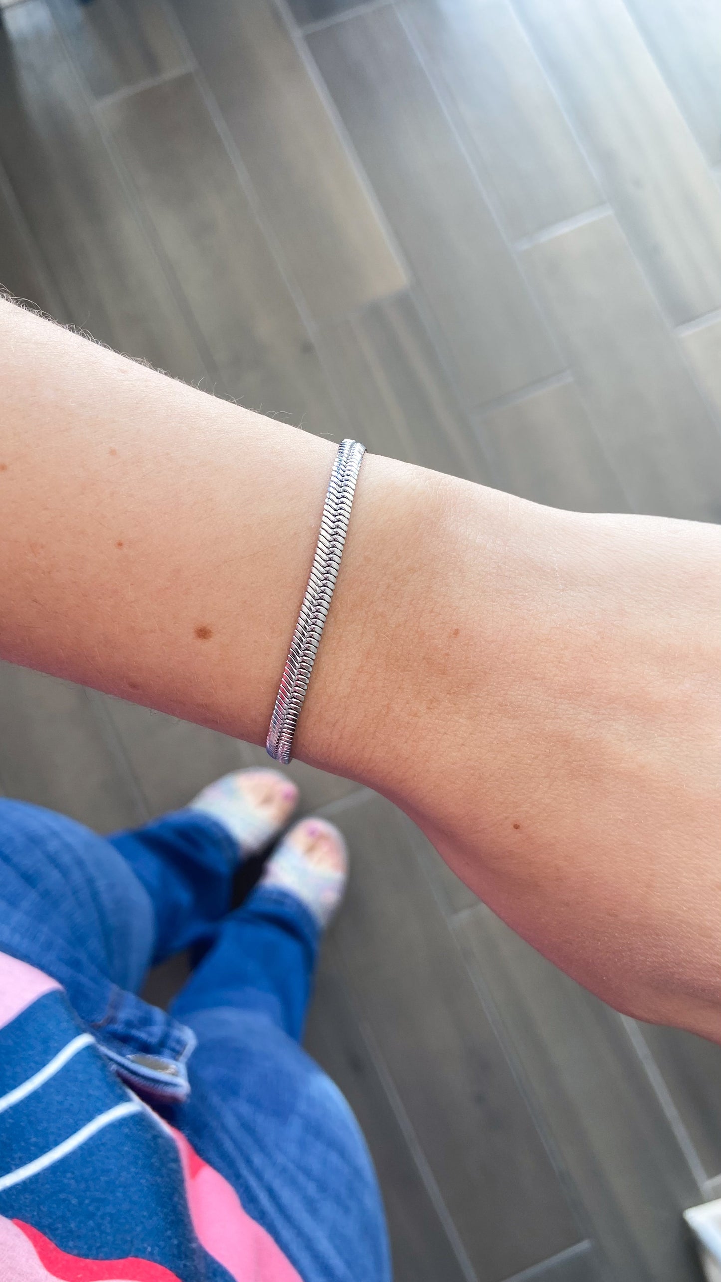 Pulsera plana plateada # 31