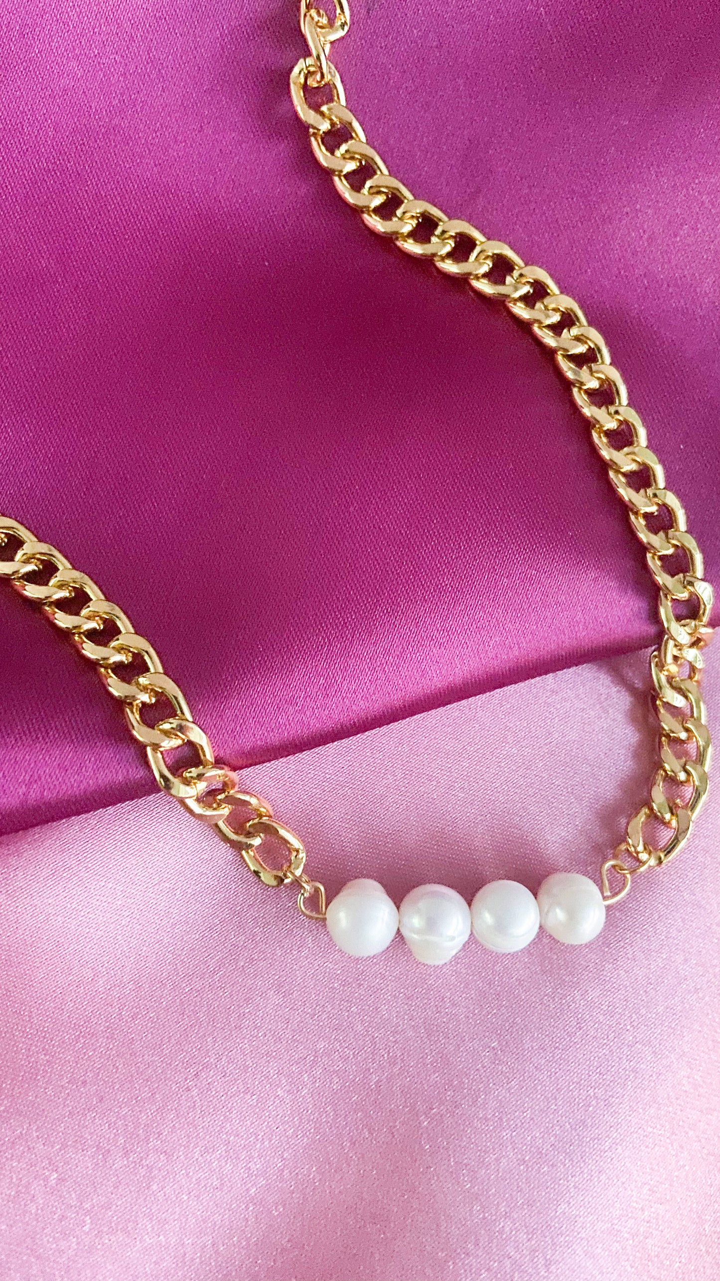 Collar Perlas gruesa dorada #M12.2