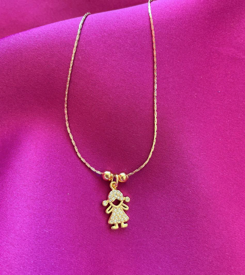 Collar Chapa con 1 dije de niño(a) de Zirconia #T1 #T2