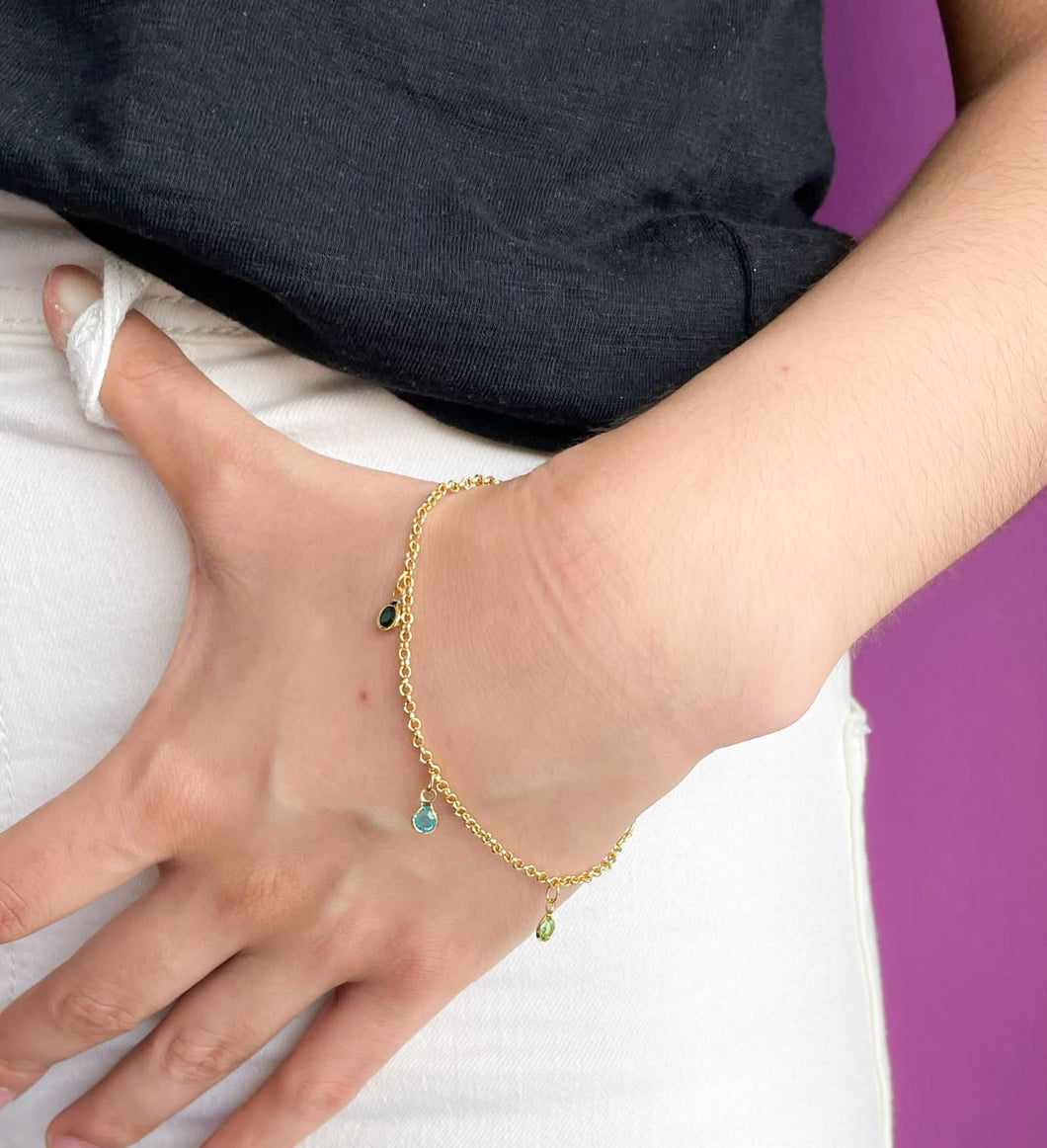 Pulsera cristales colgantes de colores