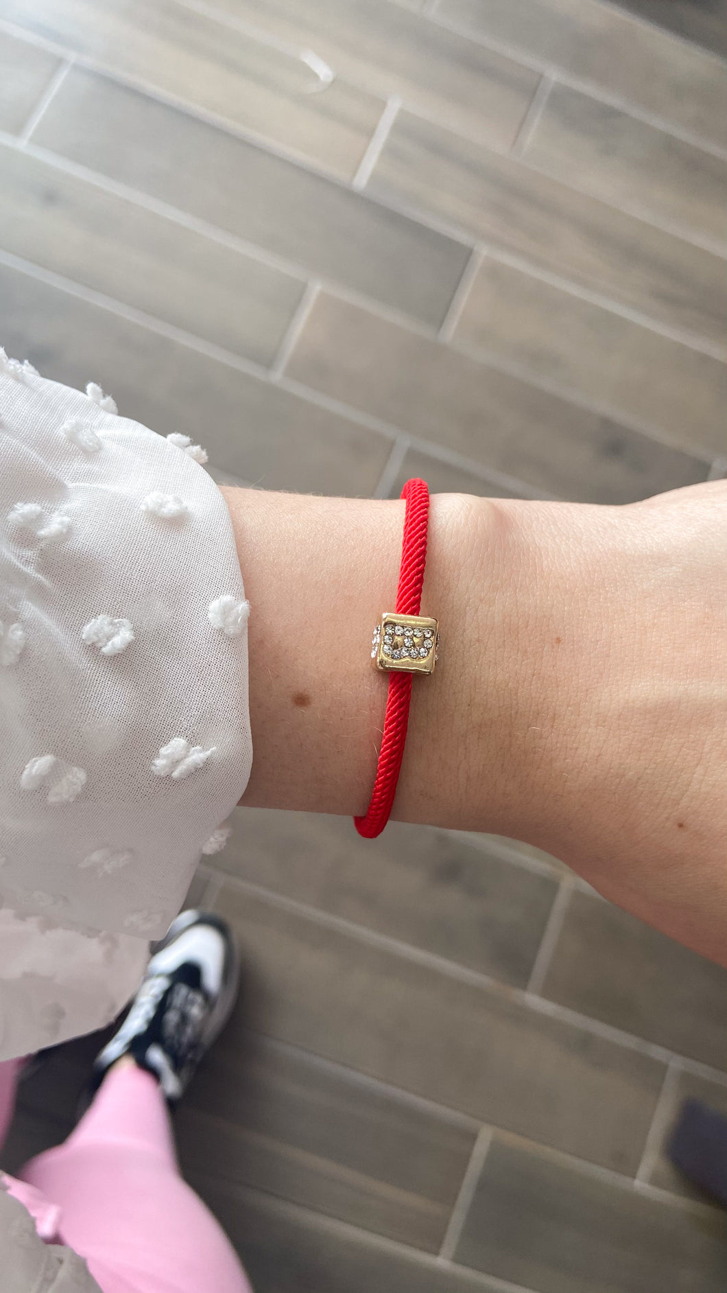 Pulsera roja cubo zirconia