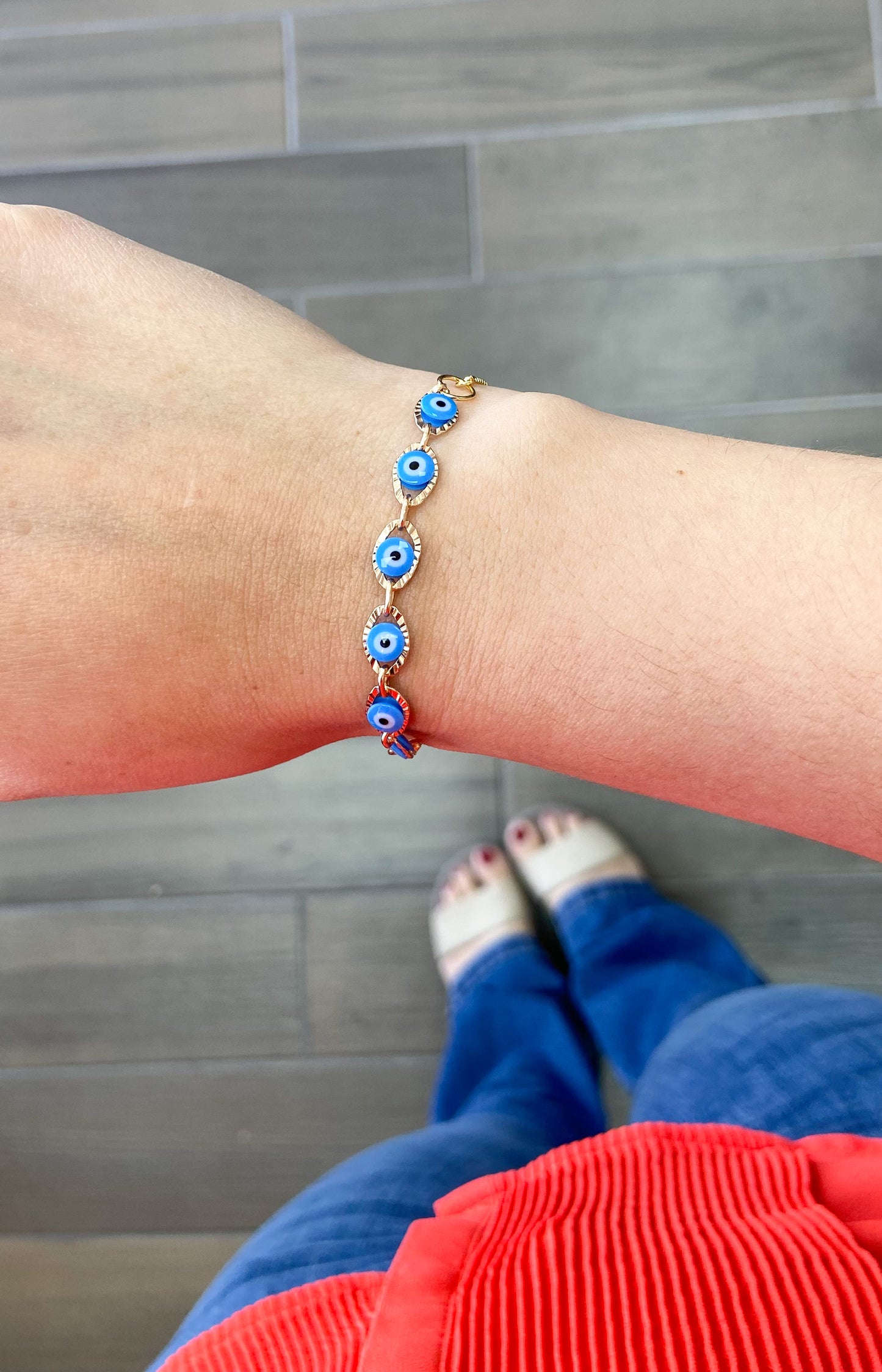 Pulsera ajustable ojos: colores, azul, rojo o negro #M1.2