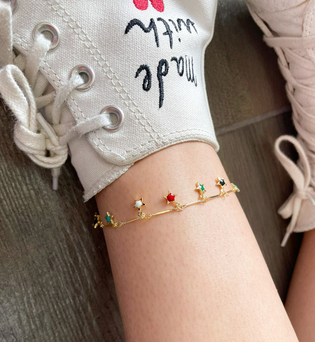 Tobillera Estrellas colores colgantes