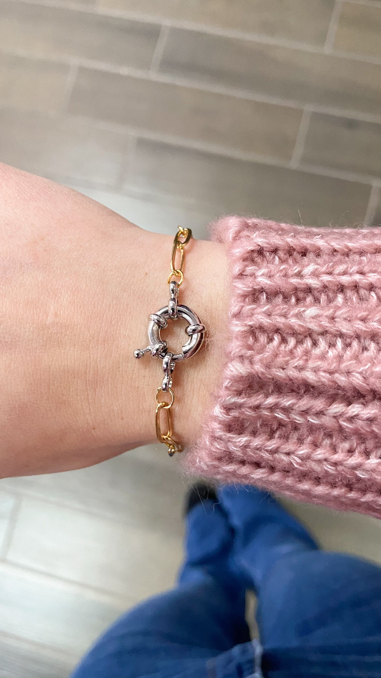 Pulsera conector Plata con eslabones delgados #M19