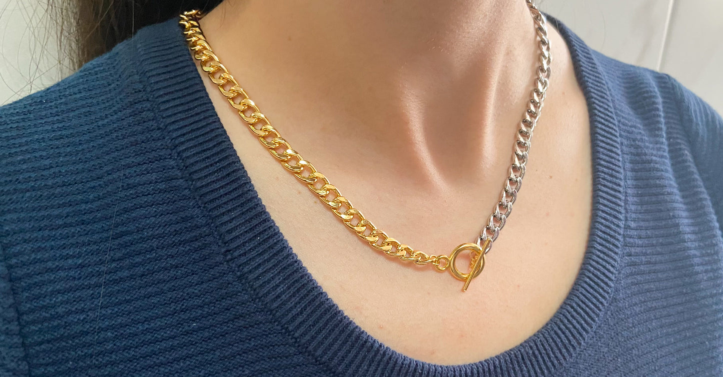 Collar combinado grueso circulo y palito #M19