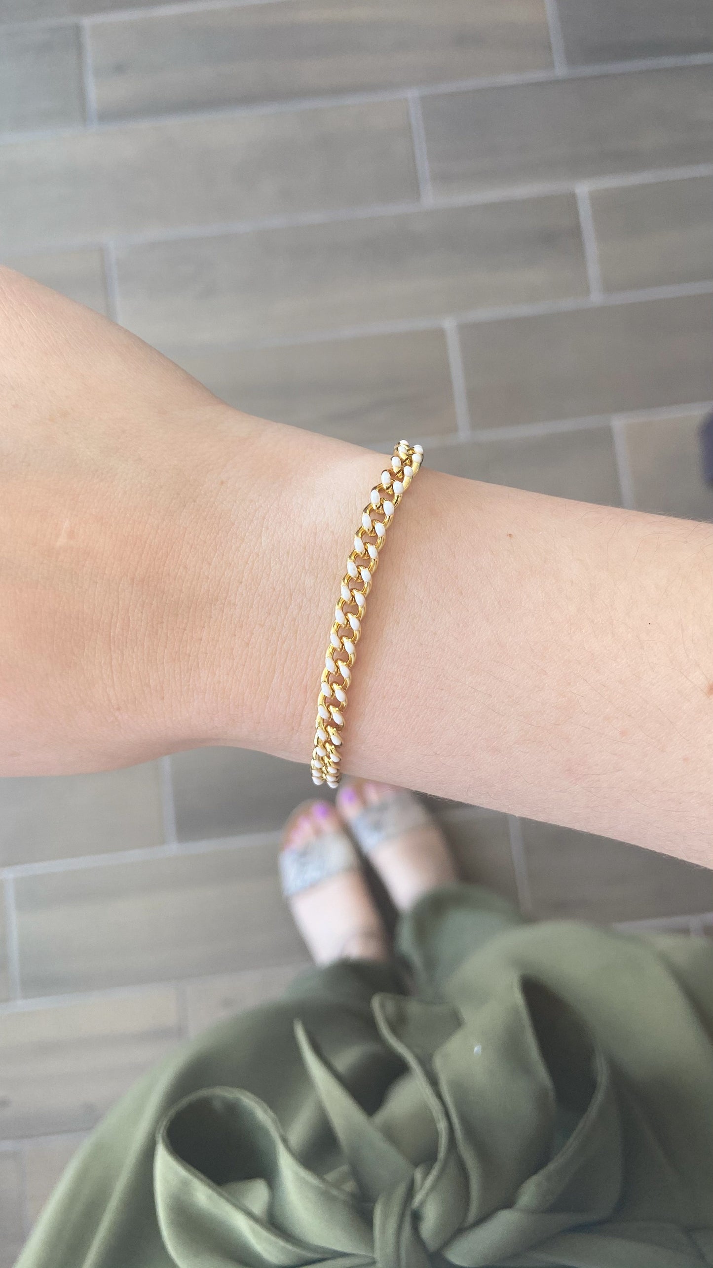 Pulsera eslabones chicos blanco #M8.2