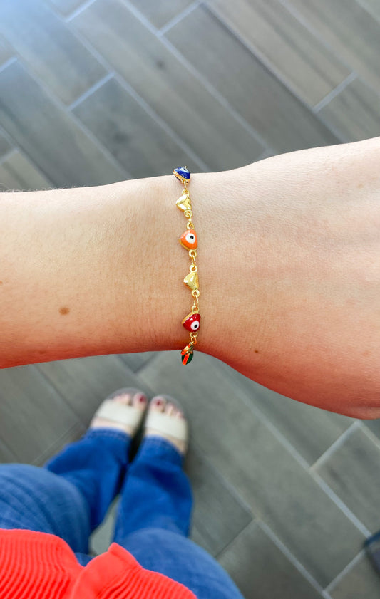 Pulsera ojos colores corazon #M1