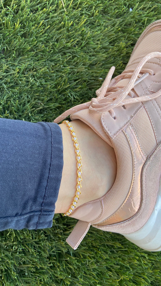 Tobillera eslabones chicos con Perlas #M4.1